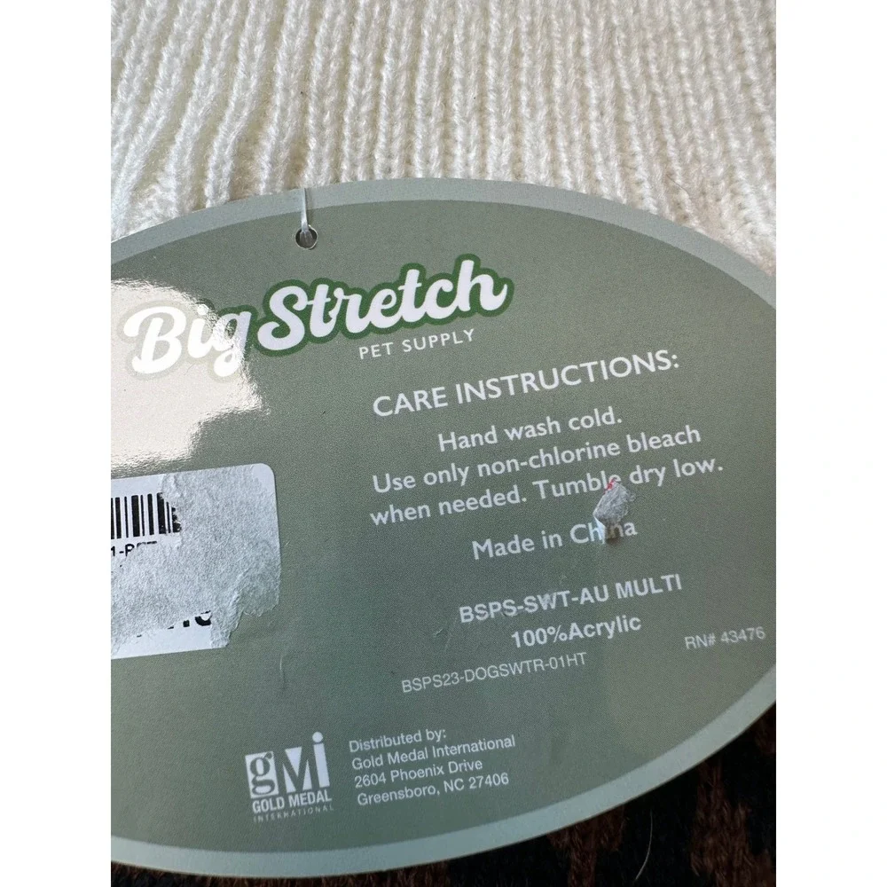 Big Stretch Pet Supply Pumpkin Spice Lover Dog Sweater Small‎ Brown White NWT